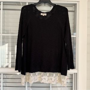 Black sweater with Lace Trim